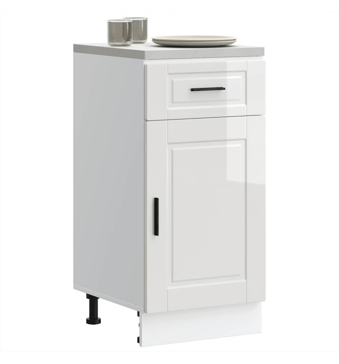 Armoire de cuisine Porto blanc brillant bois ingénierie | Mobilier & Déco
