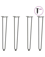 Pieds en épingle à cheveux pour consoles, lot de 4, anthracite, 72 cm, acier massif | Mobilier & Déco