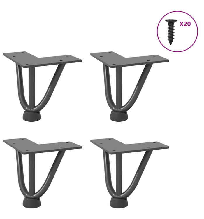 Pieds en épingle à cheveux pour table basse 4 pièces Anthracite 10 cm Acier massif | Mobilier & Déco