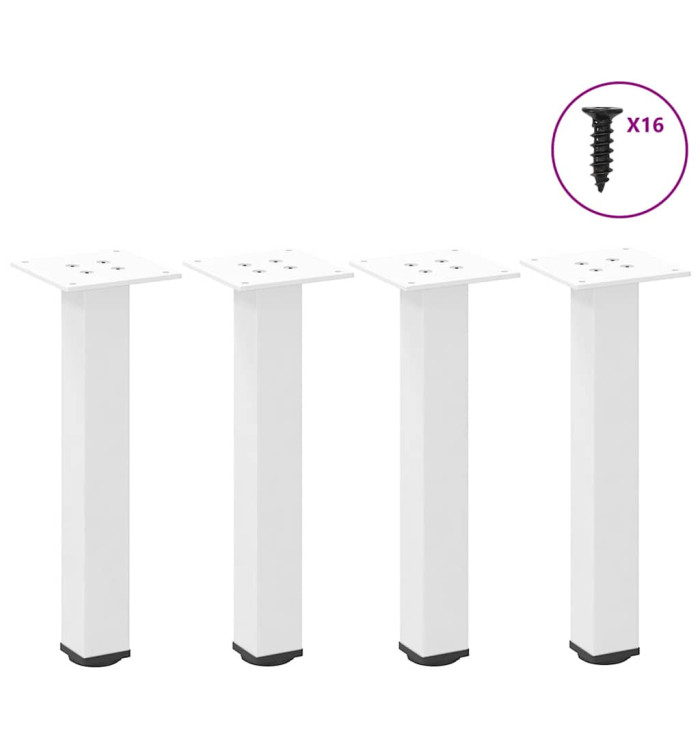 Pieds de table basse 4 pièces Blanc 42-44 cm Acier | Mobilier & Déco