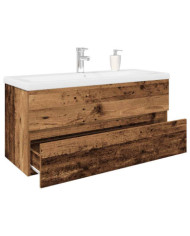 Meuble lavabo avec bassin et robinet intégrés vieux bois | Mobilier & Déco