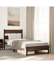 Cadre de lit en métal sans matelas chêne marron 100x200 cm | Mobilier & Déco