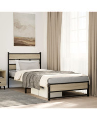 Cadre de lit en métal sans matelas chêne sonoma 90x190 cm | Mobilier & Déco