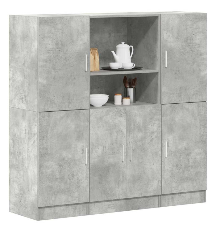 Ensemble d'armoires de cuisine 3 pcs gris béton | Mobilier & Déco