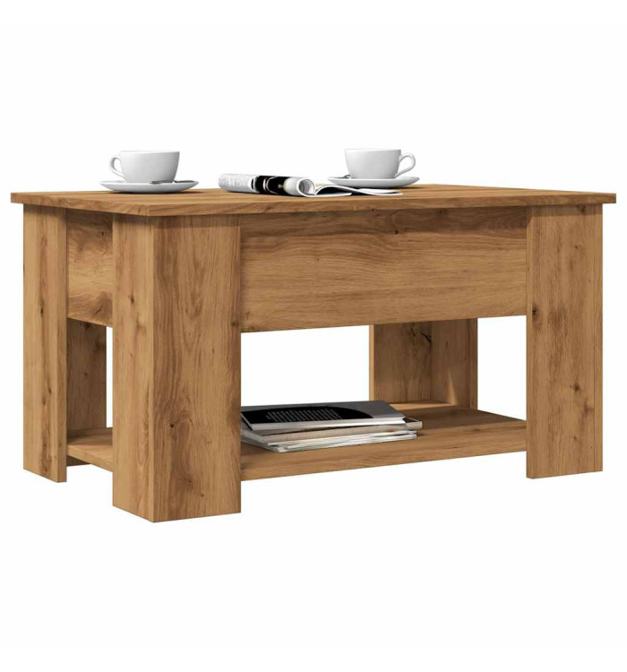 Table basse chêne artisanal 79x49x41 cm bois d'ingénierie | Mobilier & Déco