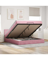 Cadre de lit ottoman avec matelas rose 180x200 cm velours | Mobilier & Déco