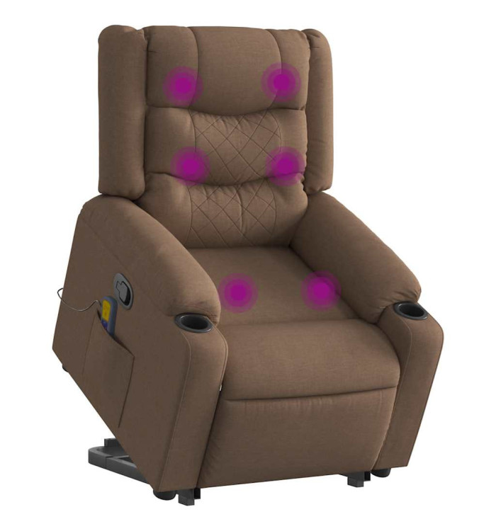 Fauteuil de massage inclinable Marron Tissu | Mobilier & Déco