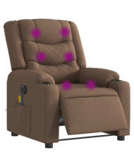 Fauteuil inclinable de massage électrique marron tissu | Mobilier & Déco