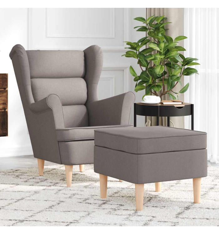 Fauteuil avec repose-pied Taupe Tissu | Mobilier & Déco
