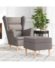 Fauteuil avec repose-pied Taupe Tissu | Mobilier & Déco