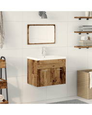 Ensemble de meubles de salle de bain 3 pièces en bois ancien reconstitué | Mobilier & Déco