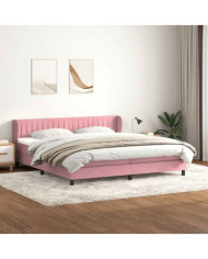 Sommier à lattes de lit avec matelas rose 200x210 cm velours | Mobilier & Déco