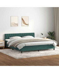 Sommier à lattes de lit et matelas vert foncé 200x210cm velours | Mobilier & Déco