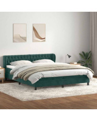 Sommier à lattes de lit et matelas vert foncé 200x210cm velours | Mobilier & Déco