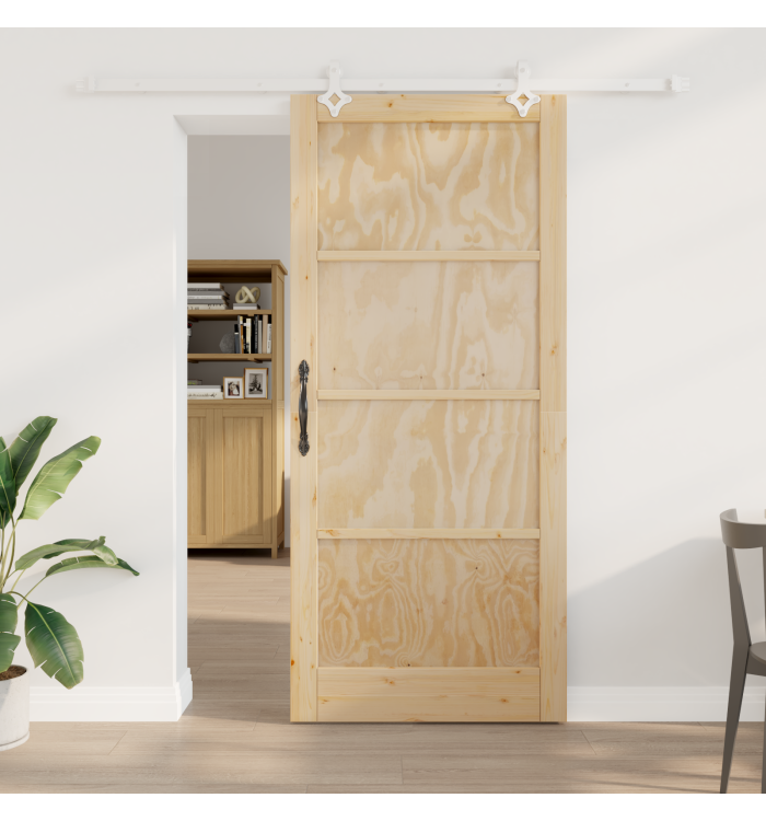 Porte coulissante avec kit matériel 93x211 cm Bois massif en pin, Porte intérieure 'ORKDAL' 93x211x4 cm Bois massif en pin | Mo