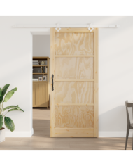 Porte coulissante avec kit matériel 93x211 cm Bois massif en pin, Porte intérieure 'ORKDAL' 93x211x4 cm Bois massif en pin | Mo