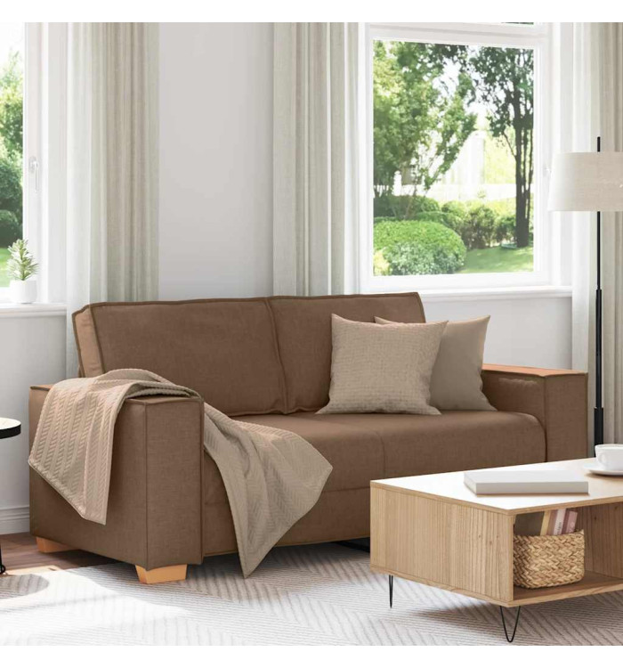 Canapé 2 places Marron 140 cm Tissu | Mobilier & Déco