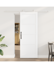 Porte Coulissante avec Kit Matériel 'ORKDAL'Bois Massif Blanc, Porte Intérieure 'ORKDAL'Blanche 78x202x4 cm Bois Massif | Mobi