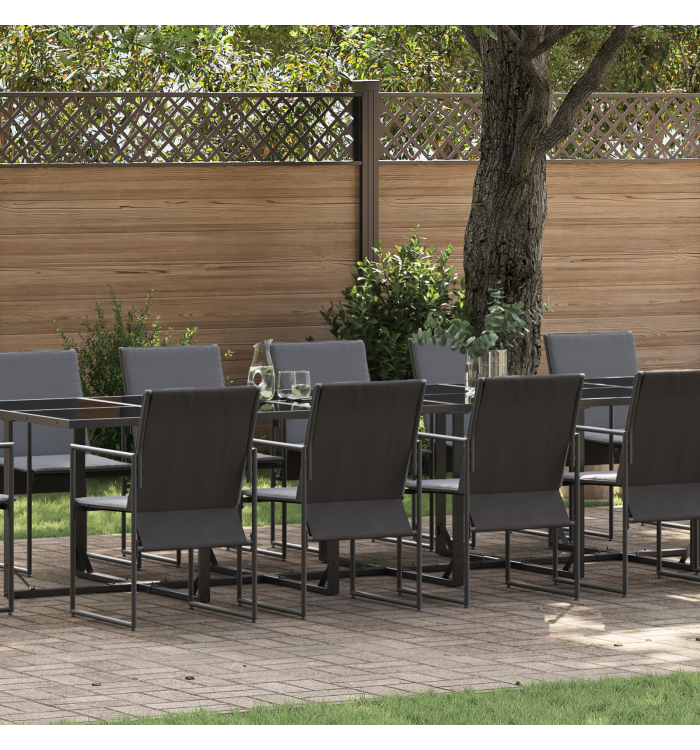Ensemble de salle à manger de jardin de 18 pièces avec coussins en acier et textilène | Mobilier & Déco