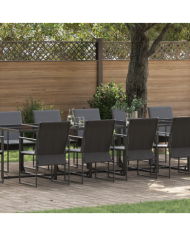 Ensemble de salle à manger de jardin de 18 pièces avec coussins en acier et textilène | Mobilier & Déco