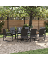 Ensemble de salle à manger de jardin de 12 pièces avec coussins en acier et textilène | Mobilier & Déco