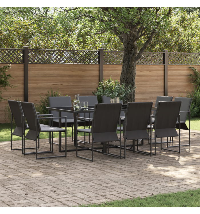Ensemble de salle à manger de jardin de 13 pièces avec coussins en acier et textilène | Mobilier & Déco