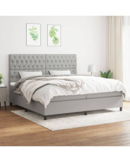 Sommier à lattes de lit avec matelas Gris clair 200x200cm Tissu | Mobilier & Déco