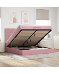 Cadre de lit ottoman avec matelas rose 180x200 cm velours | Mobilier & Déco