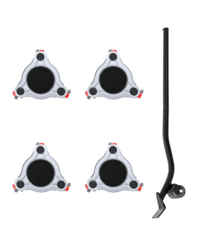 Roulettes pour meubles 4 pièces avec élévateur 14,5 x 13,5 x 4 cm Acier 400 kg | Mobilier & Déco