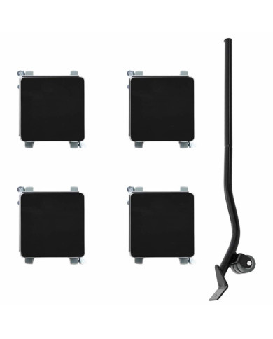 Roulettes pour meubles 4 pièces avec élévateur 13,5 x 13,5 x 6 cm Acier 1300 kg | Mobilier & Déco