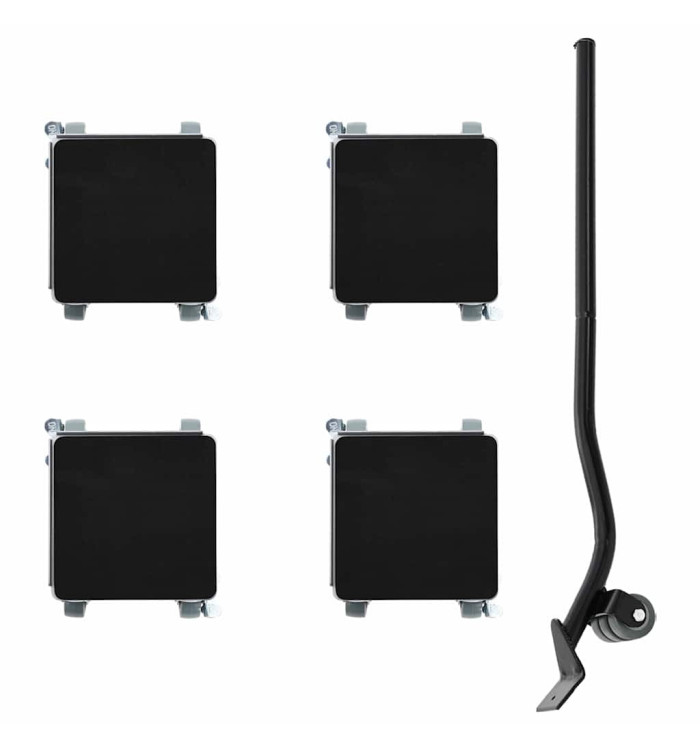 Roulettes pour meubles 4 pièces avec élévateur 13,5 x 13,5 x 6 cm Acier 1300 kg | Mobilier & Déco
