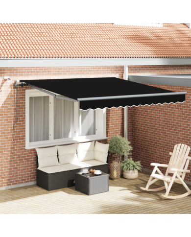 Auvent Rétractable Automatique avec LED Noir 300x250 cm, Tissu de Remplacement pour Auvent de 3x2,5 m Noir | Mobilier & Déco