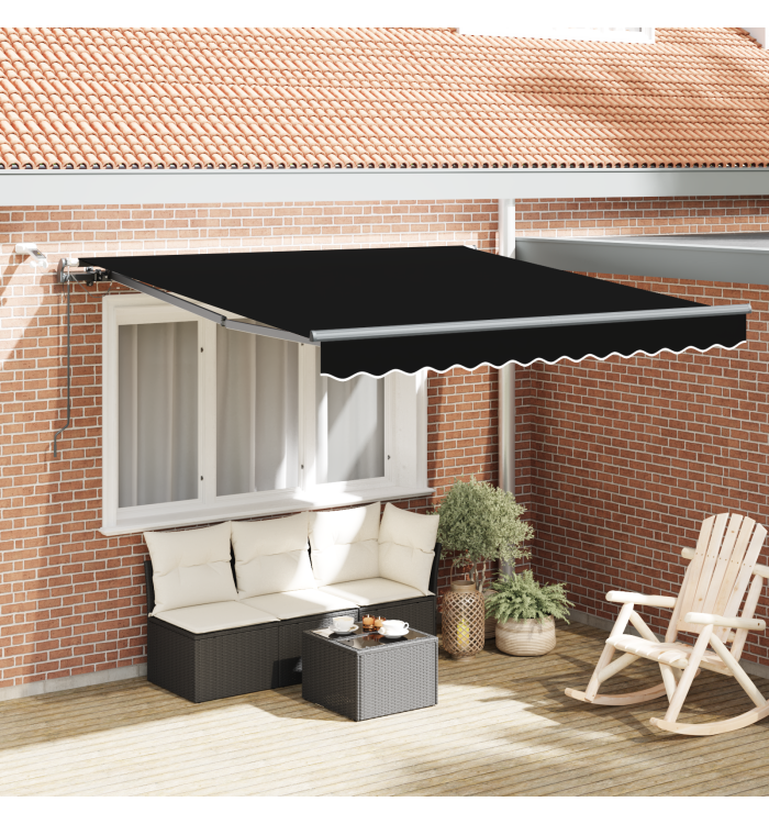 Auvent Rétractable Automatique avec LED Noir 300x250 cm, Tissu de Remplacement pour Auvent de 3x2,5 m Noir | Mobilier & Déco