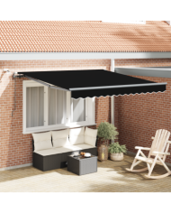 Auvent Rétractable Automatique avec LED Noir 300x250 cm, Tissu de Remplacement pour Auvent de 3x2,5 m Noir | Mobilier & Déco