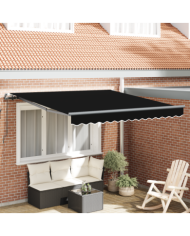 Store Rétractable Manuel Noir 300x250 cm, Tissu de Remplacement pour Store 3x2,5 m Cadre Noir | Mobilier & Déco
