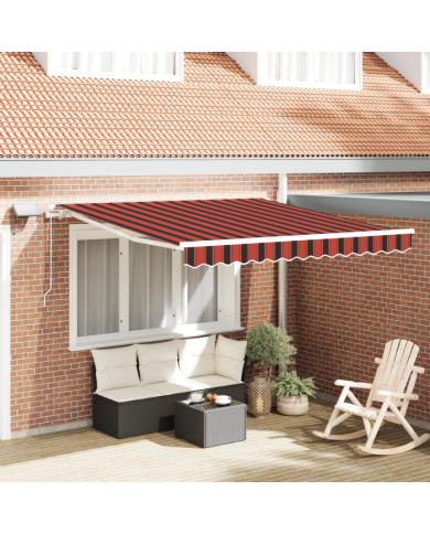 Store rétractable manuel avec LED Orange et marron 300x250 cm | Mobilier & Déco