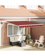 Store rétractable manuel avec LED Orange et marron 300x250 cm | Mobilier & Déco