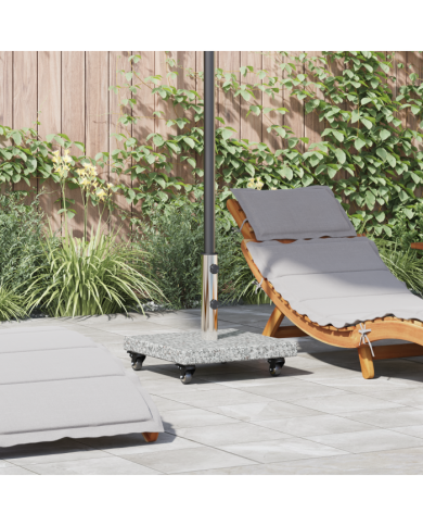 Base de parasol sur roues pour poteaux Ø38/48mm Granit gris 30 kg Carré | Mobilier & Déco