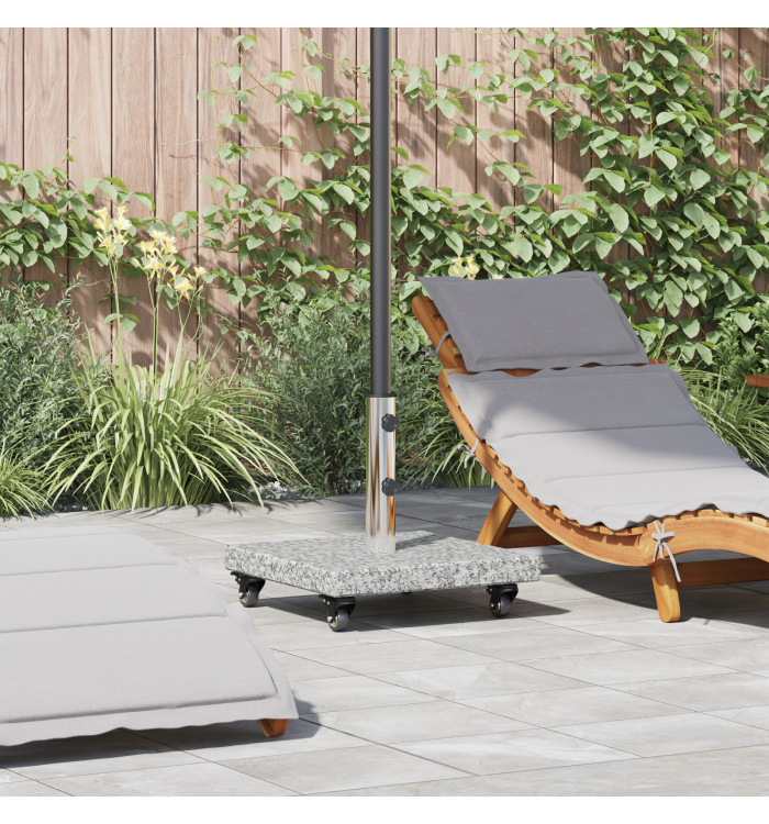 Base de parasol sur roues pour poteaux Ø38/48mm Granit gris 30 kg Carré | Mobilier & Déco