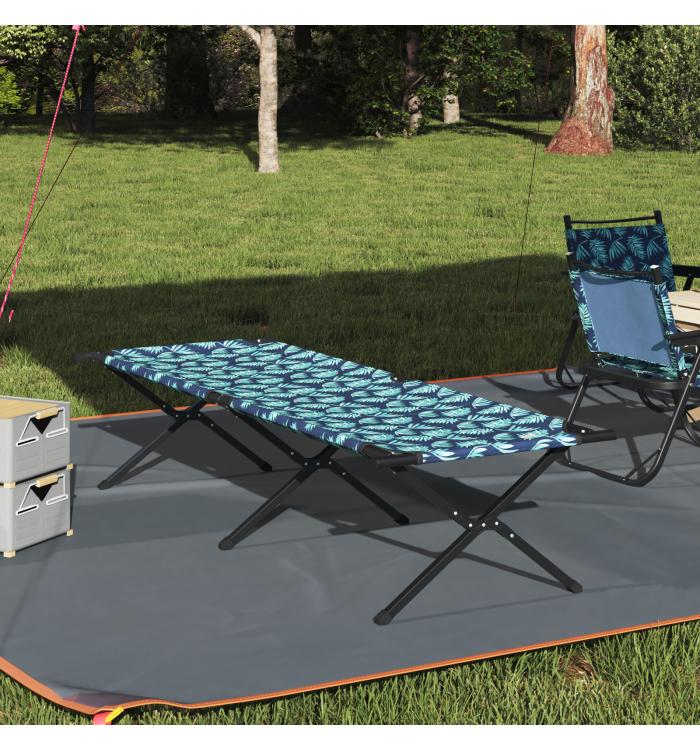 Lit de soleil pliant avec sac de transport à motif de feuilles en tissu Oxford 600D | Mobilier & Déco