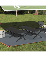 Lits de Soleil 2 pcs avec Sac de Transport Noir Tissu Oxford 600D | Mobilier & Déco