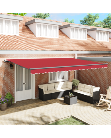 Auvent Rétractable Manuel Rouge 500x350 cm, Tissu de Remplacement pour Auvent 5x3,5 m Rouge | Mobilier & Déco