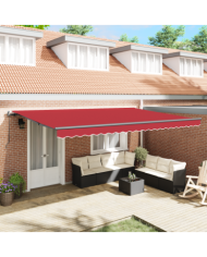Auvent Rétractable Manuel Rouge 500x350 cm, Tissu de Remplacement pour Auvent 5x3,5 m Rouge | Mobilier & Déco