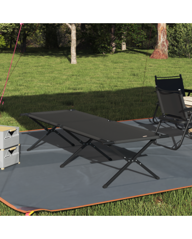 Lit de soleil pliant avec sac de transport en tissu Oxford 600D noir | Mobilier & Déco