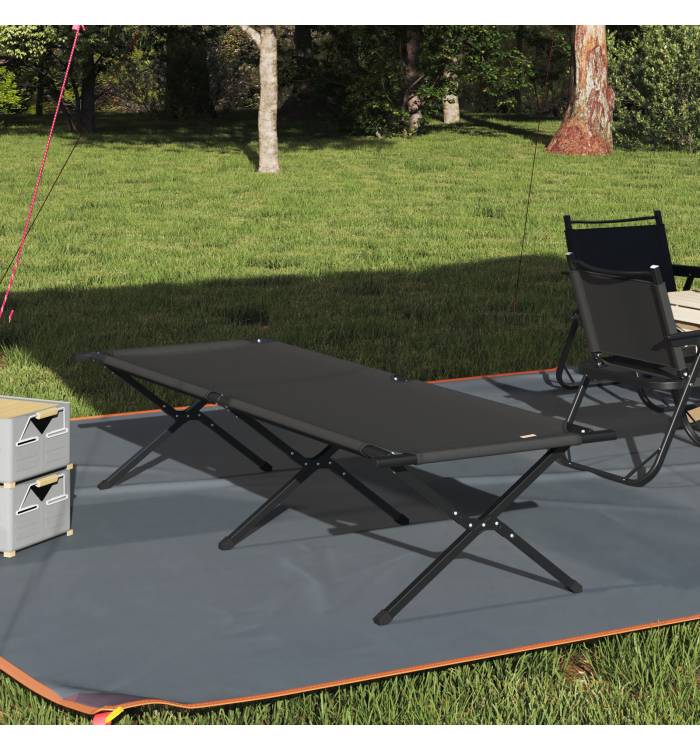 Lit de soleil pliant avec sac de transport en tissu Oxford 600D noir | Mobilier & Déco