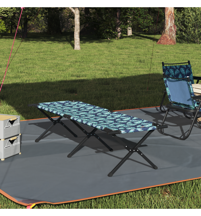 Lit de soleil pliant avec sac de transport Motif de feuille en tissu Oxford 600D | Mobilier & Déco