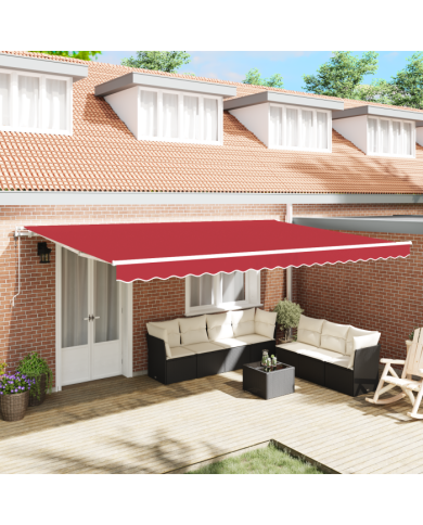 Auvent rétractable automatique rouge 500x300 cm, Tissu de remplacement pour auvent 5x3 m rouge | Mobilier & Déco