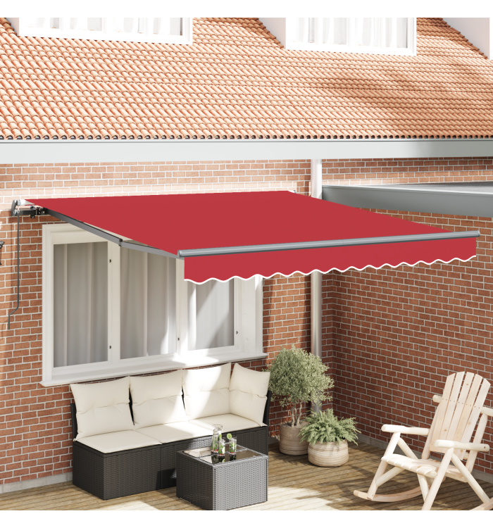 Store rétractable manuel rouge 300x250 cm, Tissu de remplacement pour store 3x2.5 m rouge | Mobilier & Déco