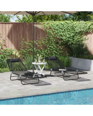Chaises longues pliantes 2 pcs avec appuie-tête noir Textilène | Mobilier & Déco