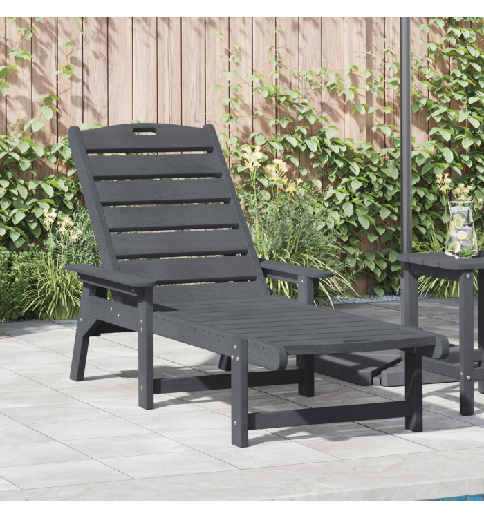 Chaise Longue Gris Clair 53x162x98.5 cm HDPE | Mobilier & Déco